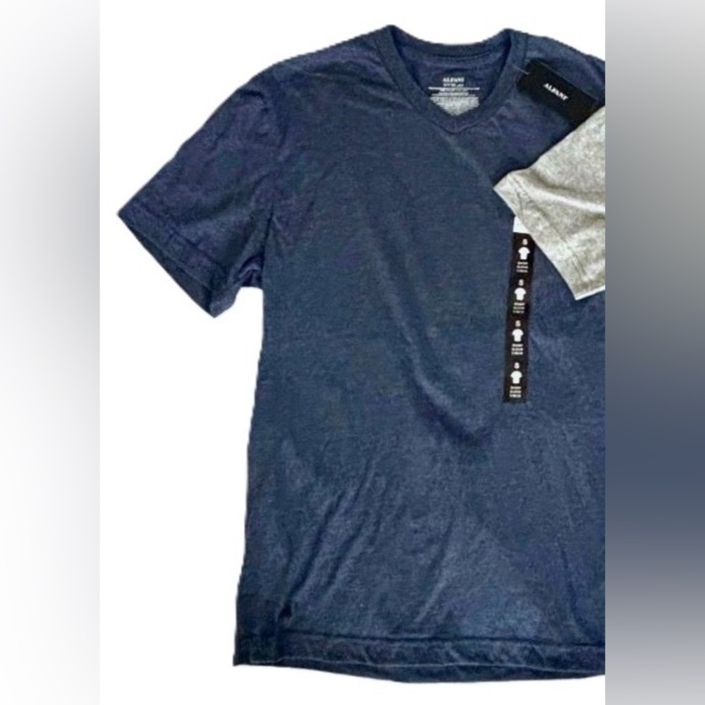 Alfani Men's Small V-Neck Cotton Blend T-Shirt Heather Navy Blue NWT